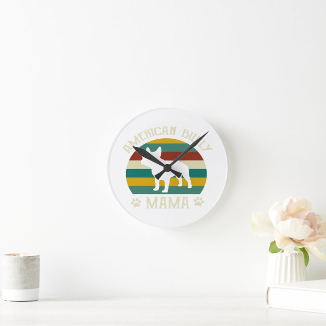 Bully American Mama Bulldog Mum Round Clock (Home)