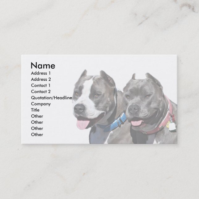 Bully Breed Pitbull Dog Animals Business Card (Front)