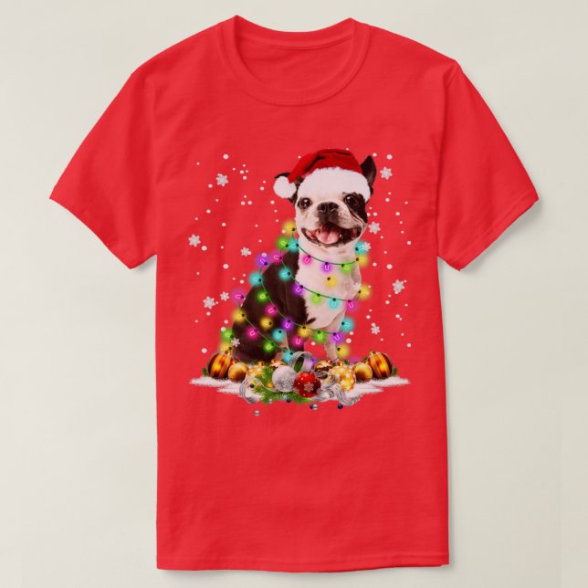 Bully Dog Christmas Light Xmas T-Shirt (Design Front)