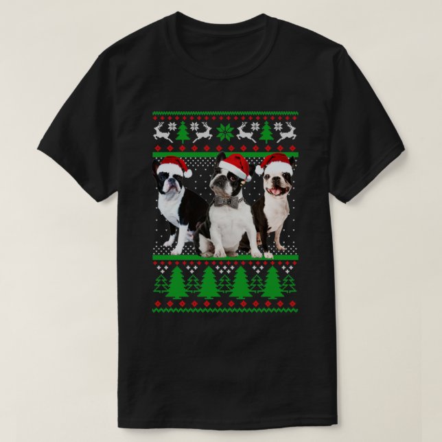 Bully Dog Christmas Santa Hat T-Shirt (Design Front)