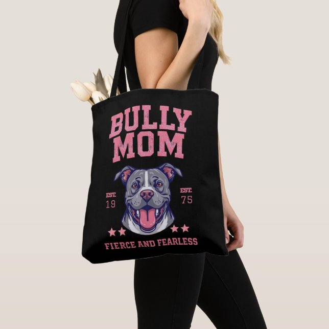 Bully Dog Mom - Fierce Fearless - Pit Bull Lover Tote Bag (Close Up)