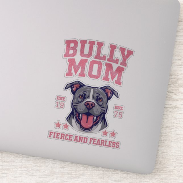 Bully Mom -Fierce Fearless- Pink Pit Bull Dog Art (Detail)
