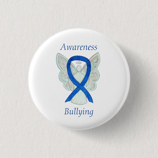 Bullying Awareness Angel Blue Ribbon Pin (Front)