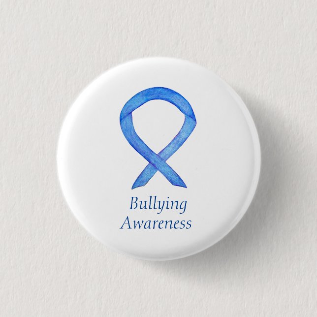 Bullying Awareness Blue Ribbon Custom Pin (Front)
