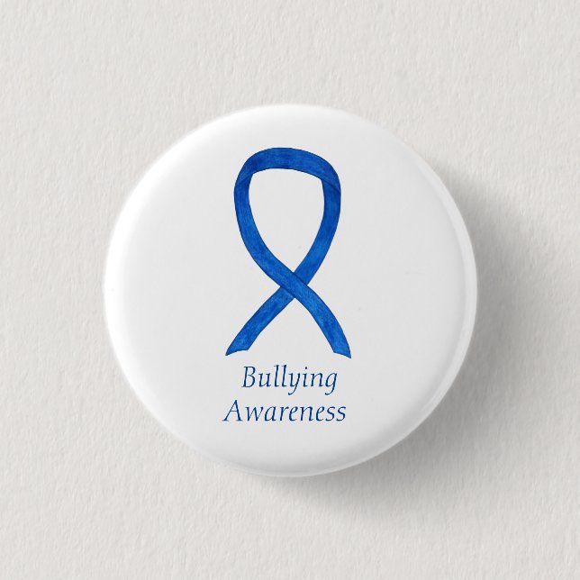 Bullying Awareness Blue Ribbon Custom Pin (Front)