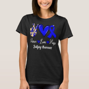 Bullying Awareness Peace Love Hope Blue Ribbon T-Shirt