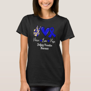 Bullying Prevention Awareness Peace Love Hope Blue T-Shirt