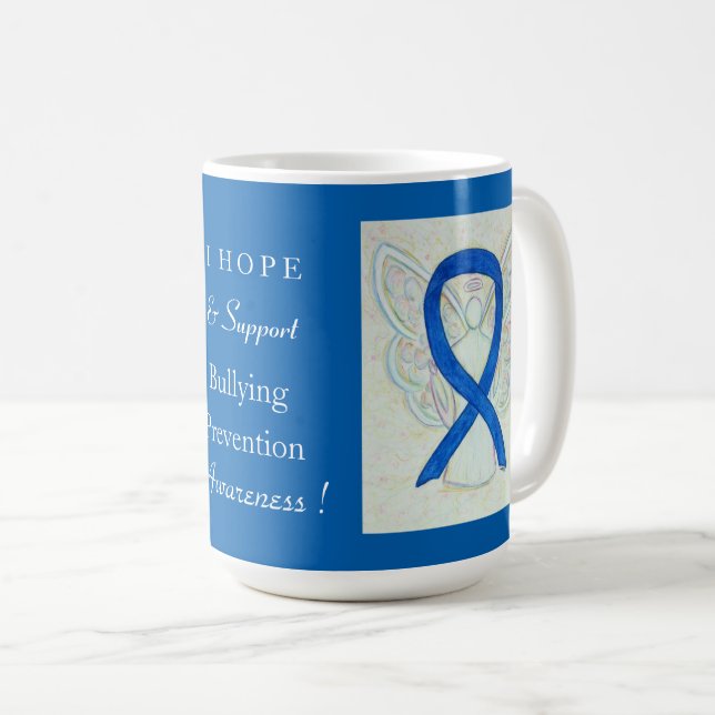 Bullying Prevention Awareness Ribbon Angel Mug (Front Right)