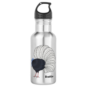 Bulwer's pheasant bird cartoon illustration 532 ml water bottle