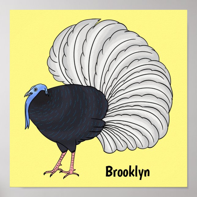 Bulwer's pheasant bird cartoon illustration  poster (Front)