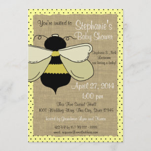 Bumble Bee and Burlap Bridal Shower Invitation