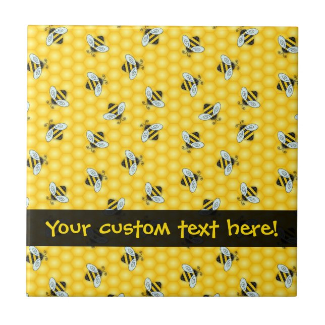 Bumble Bee and Honeycomb Pattern Tile (Front)