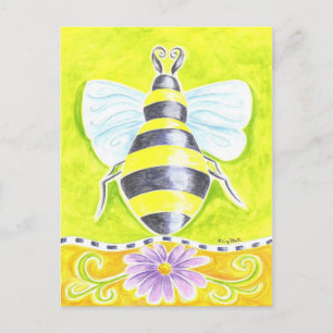 Bumble Bee and Purple Daisy Postcard