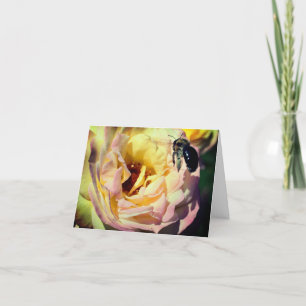 Bumble Bee And Rose Flower Note Card