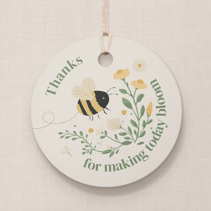 Bumble Bee and Wildflower Round Party Favour Tag
