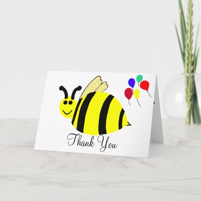 Bumble Bee Baby Birthday Thank You Cards (Front)