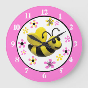 Bumble Bee Baby Girl Shower Large Clock