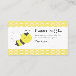 Bumble Bee Baby Shower, Diaper Raffle Tickets Enclosure Card