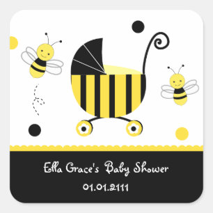 Bumble Bee Baby Shower Favour Stickers Labels Seal