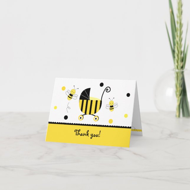 Bumble Bee Baby Shower Folded Thank you note cards (Front)