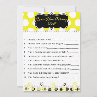 Bumble Bee Baby Shower Game Who Knows Mummy Best