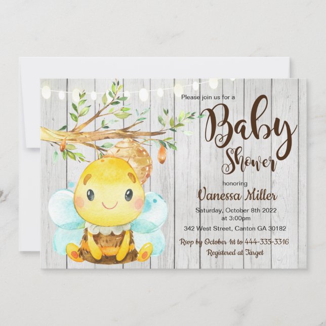 Bumble Bee Baby Shower Invitation (Front)