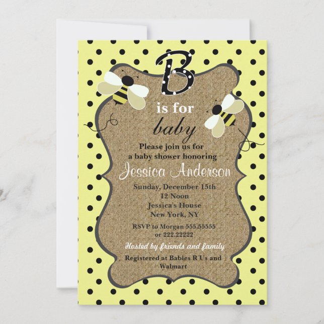 Bumble Bee Baby Shower Invitations (Front)