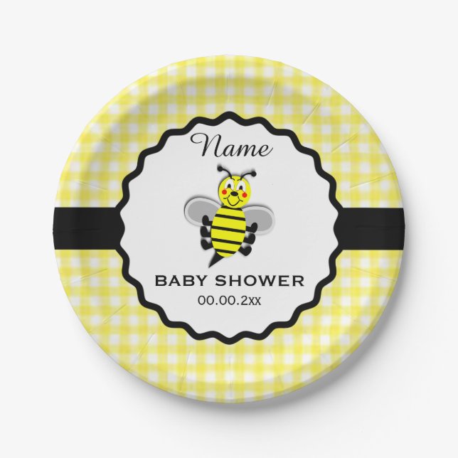 Bumble Bee Baby Shower Paper Plate (Front)