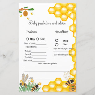 Bumble Bee baby shower prediction game baby showe