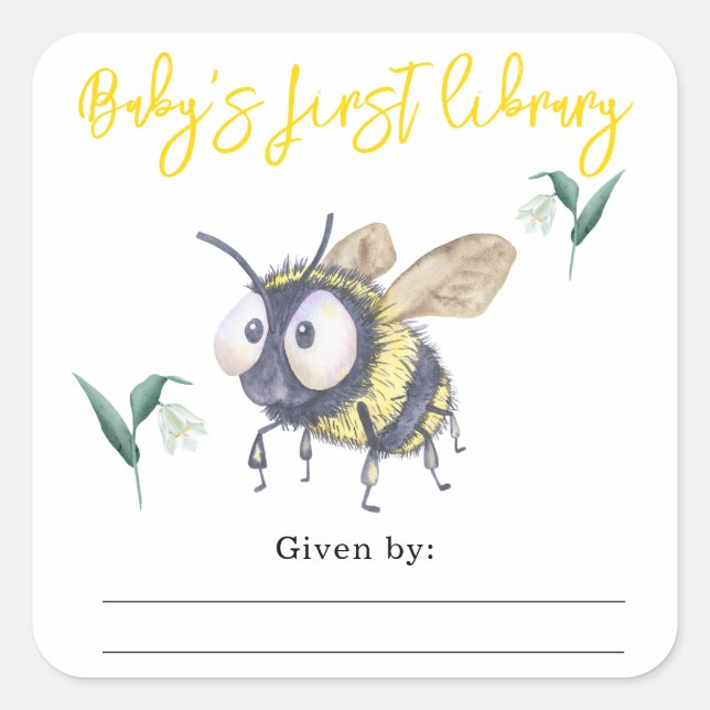 Bumble Bee - baby's first library Square Sticker (Front)