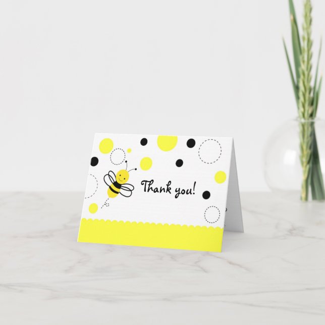Bumble Bee Birthday Folded  Thank You Note Cards (Front)
