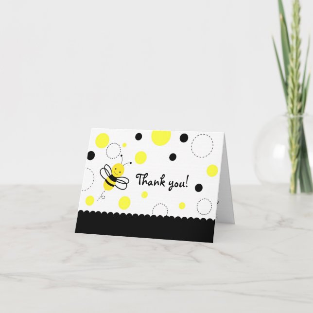 Bumble Bee Birthday Folded  Thank You Note Cards (Front)