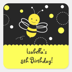 Bumble Bee Birthday Party Favour Stckers Labels