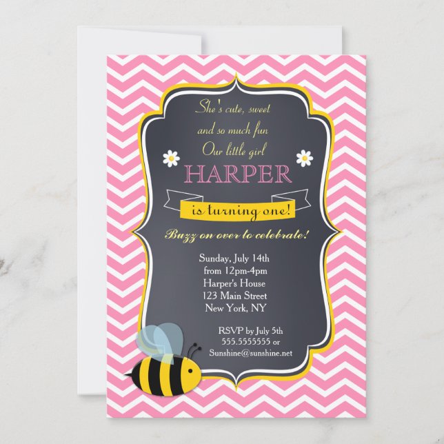 Bumble Bee Birthday Party Invitations (Front)
