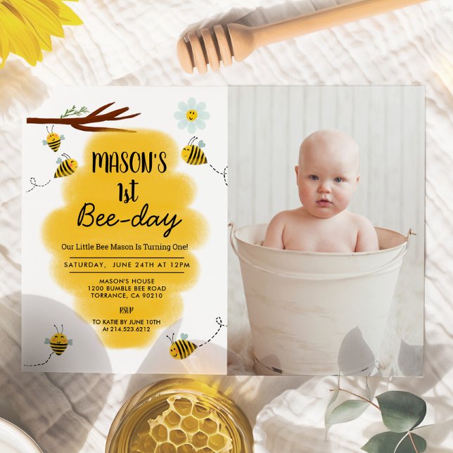 Bumble Bee Birthday Party Photo Invitation (Creator Uploaded)