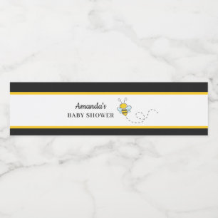 Bumble Bee Black and Gold Baby Shower Water Bottle Label