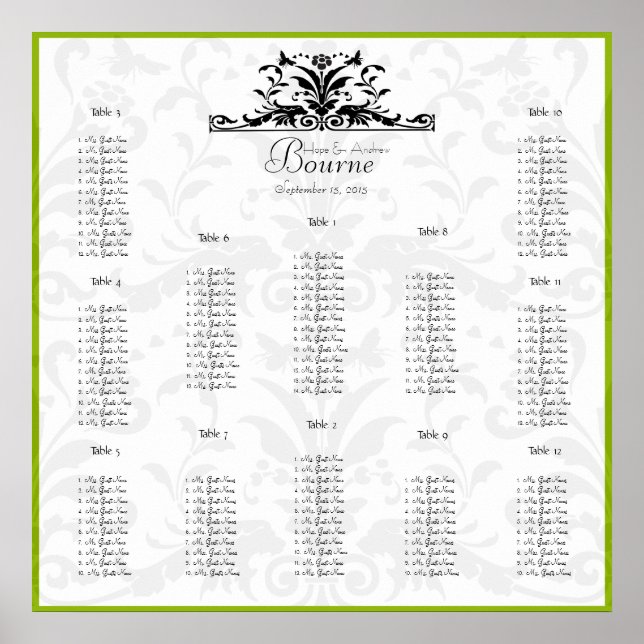 Bumble Bee Black Damask-you choose border colour Poster (Front)