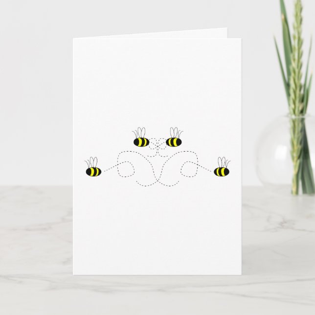 Bumble Bee Bow Greeting Card (Front)