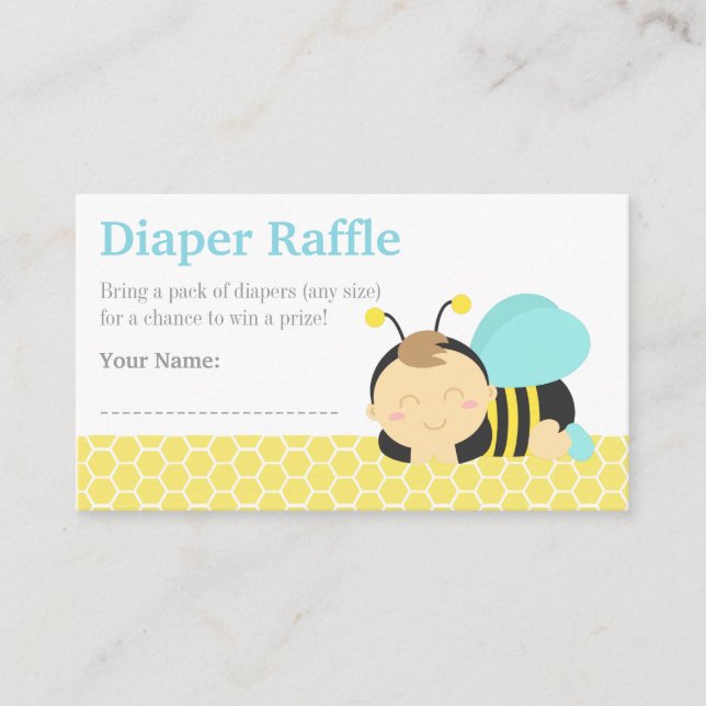 Bumble Bee Boy Baby Shower, Diaper Raffle Tickets Enclosure Card (Front)