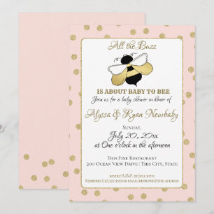 Bumble Bee Buzz Pink Baby Shower Invitation