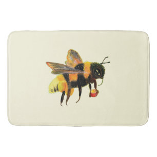 Bumble Bee carrying pollen  Bath Mat