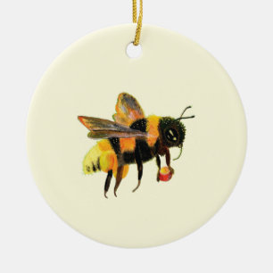 Bumble Bee carrying pollen  Ceramic Tree Decoration