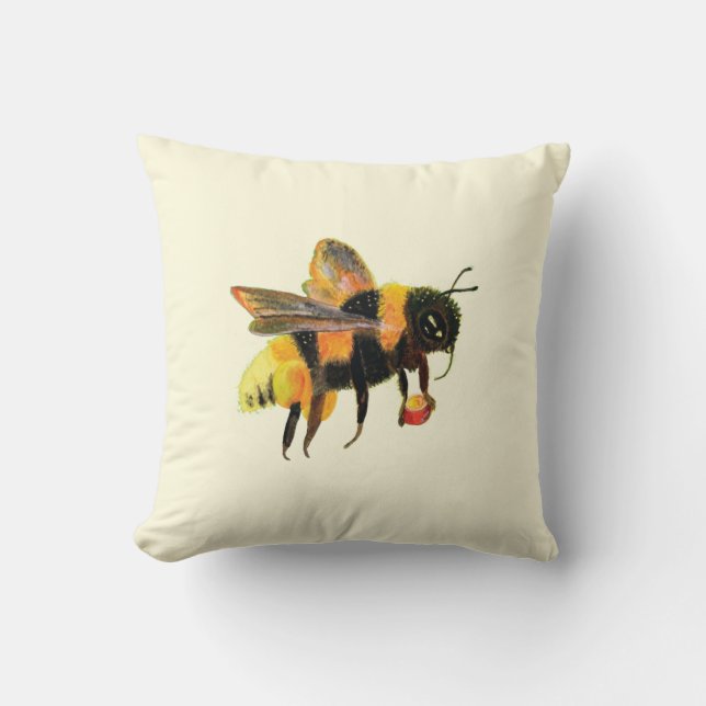 Bumble Bee carrying pollen  Cushion (Front)
