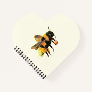 Bumble Bee carrying pollen Heart shaped Notebook