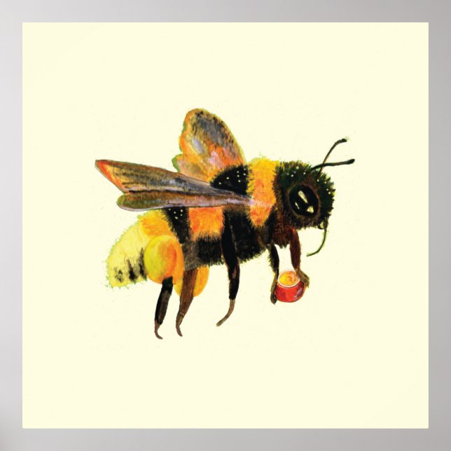 Bumble Bee carrying pollen Poster (Front)