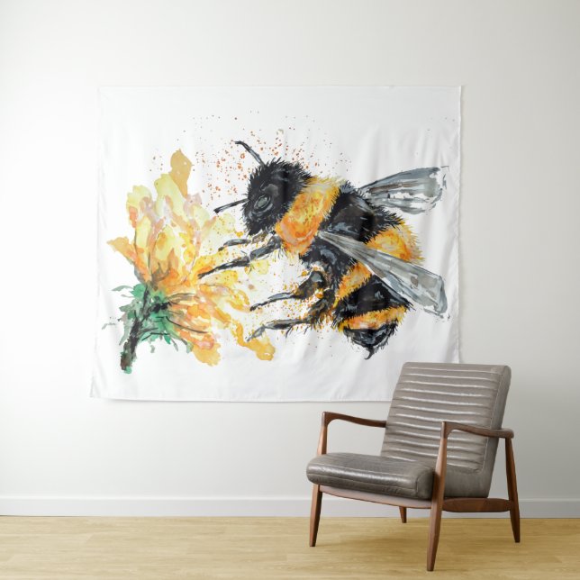 Bumble Bee collecting Pollen Tapestry (In Situ (Horizontal))