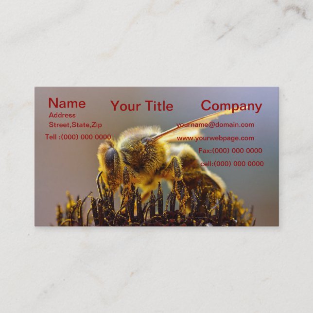 Bumble bee covered in pollen business card (Front)