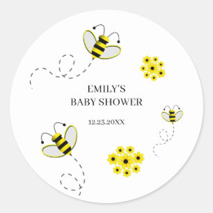 Bumble Bee Custom Baby Shower Classic Round Sticke Sticker
