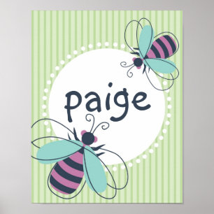 Bumble Bee Custom Name Kid Poster