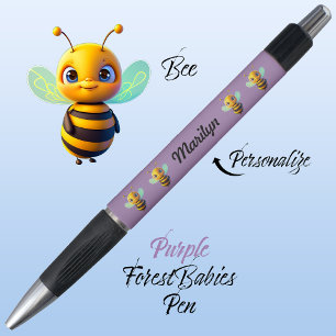 Bumble Bee, Cute Unique Whimsical Honey Bee Purple